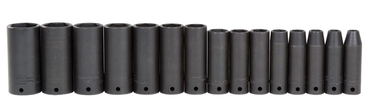 Proto® 1/2" Drive 15 Piece Deep Thin Wall Impact Socket Set - 6 Point - Strong Tooling