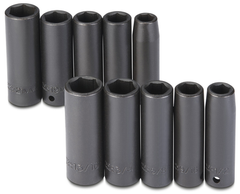 Proto® 1/2" Drive 10 Piece Fractional & Metric Impact Socket Set - 6 Point - Strong Tooling