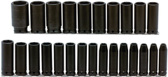 Proto® 1/2" Drive 25 Piece Metric Deep Impact Socket Set - 6 Point - Strong Tooling