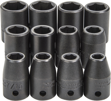 Proto® 1/2" Drive 12 Piece Impact Socket Set - 6 Point - Strong Tooling