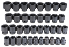 Proto® 1" Drive 37 Piece Impact Socket Set-6 Point - Strong Tooling