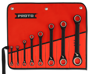 Proto® 8 Piece Black Chrome Double Box Reversible Ratcheting Wrench Set - Spline - Strong Tooling