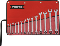 Proto® 14 Piece Full Polish Combination Non-Reversible Ratcheting Wrench Set - 12 Point - Strong Tooling