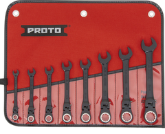 Proto® 8 Piece Black Chrome Combination Locking Flex-Head Ratcheting Wrench Set - Spline - Strong Tooling