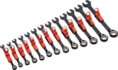 Proto® Tether-Ready 13 Piece Black Chrome Reversible Combination Ratcheting Wrench Set - Spline - Strong Tooling