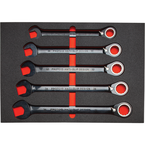 Proto® Foamed 22 Piece Metric Reversible Ratcheting Combination Wrench Set - Black Chrome- Spline - Strong Tooling