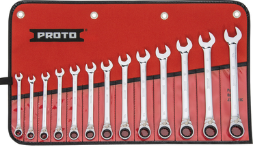 Proto® 13 Piece Full Polish Metric Combination Reversible Ratcheting Wrench Set - 12 Point - Strong Tooling