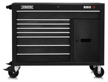 Proto® 550S 50" Workstation - 8 Drawer & 2 Shelves, Dual Black - Strong Tooling