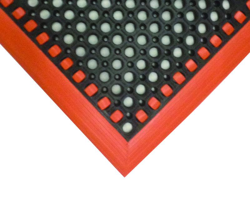 40" x 64" x 7/8" Thick Safety Wet / Dry Mat - Black / Orange - Strong Tooling