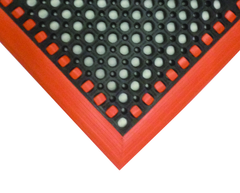 28" x 40" x 7/8" Thick Safety Wet / Dry Mat - Black / Orange - Strong Tooling