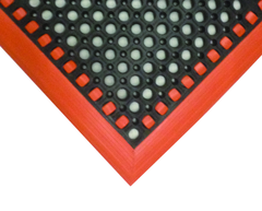 40" x 124" x 7/8" Thick Safety Wet / Dry Mat - Black / Orange - Strong Tooling