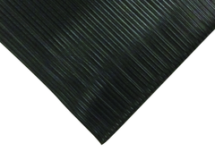 6' x 60' x 3/8" Thick Soft Comfort Mat - Black Standard Ribbed - Strong Tooling