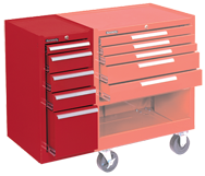 205 Red 5-Drawer Hang-On Cabinet w/ball bearing Drawer slides - For Use With 293, 295 or 297 - Strong Tooling