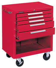 5-Drawer Roller Cabinet w/ball bearing Dwr slides - 35'' x 20'' x 29'' Red - Strong Tooling