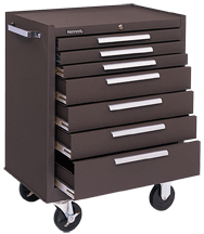 7-Drawer Roller Cabinet w/ball bearing Dwr slides - 35'' x 18'' x 27'' Brown - Strong Tooling