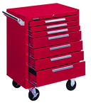 7-Drawer Roller Cabinet w/ball bearing Dwr slides - 35'' x 18'' x 27'' Red - Strong Tooling