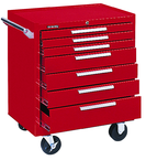 7-Drawer Roller Cabinet w/ball bearing Dwr slides - 35'' x 20'' x 29'' Red - Strong Tooling