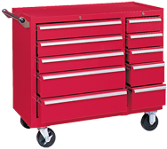 310X 10-Drawer Maintenance Cart - 35'' x 18'' x 39.38'' Red - Strong Tooling