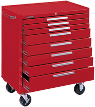 8-Drawer Roller Cabinet w/ball bearing Dwr slides - 40'' x 20'' x 34'' Red - Strong Tooling