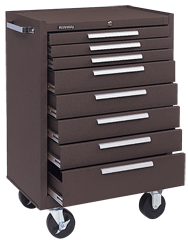 8-Drawer Roller Cabinet w/ball bearing Dwr slides - 39'' x 18'' x 27'' Brown - Strong Tooling