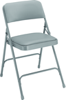 Upholstered Folding Chair - Double Hinges, Double Contoured Back, 2 U-Shaped Riveted Cross Braces, Non-marring Glides; V-Tip Stability Caps; Upholstered 19-mil Vinyl Wrapped Over 1¼" Foam - Strong Tooling