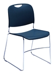 HI-Tech Stack Chair --11 mm Steel Rod Chrome Plated Frame Injection Molded Textured Plastic Non-fading Seat/Back - Navy - Strong Tooling