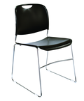 HI-Tech Stack Chair --11 mm Steel Rod Chrome Plated Frame Injection Molded Textured Plastic Non-fading Seat/Back - Black - Strong Tooling