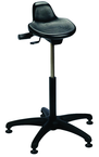 Sit Stand - 14" Soft Polyurethane, Contoured, Tilting Seat,  27" Dia.-Stable 5 Star Base with Heavy Duty Stationary Glides, Seat height 20"-30" - Strong Tooling