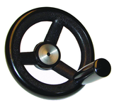 Nylon Handwheels with Handle - 6.3'' Wheel Diameter, 1.38'' Hub Diameter, 3.15'' Handle Length - Strong Tooling