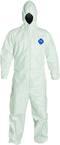 Tyvek® White Zip Up Coveralls w/ Attached Hood & Elastic Wrists - Large (case of 25) - Strong Tooling
