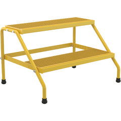 Alum Step Stand- 2 Step Wide Knkdwn Yell - Exact Industrial Supply