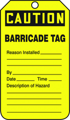 Barricade Tag, Caution Barricade Tag, 25/Pk, Plastic - Strong Tooling