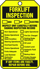 Forklift Tag, Forklift Inspection (Checklist)/Forklift Inspect, 25/Pk, Plastic - Strong Tooling