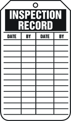 Inspection Record Tag, Inspection Record, 25/Pk, Plastic - Strong Tooling