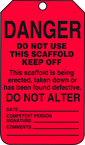 Scaffold Tag, Danger Do Not Use This Scaffold Keep Off, 25/Pk, Plastic - Strong Tooling