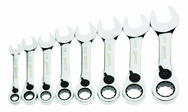 8 Piece - 12 Pt Ratcheting Stubby Combination Wrench Set - High Polish Chrome Finish SAE - 5/16 - 3/4" - Strong Tooling