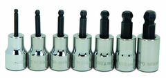 7 Piece - 1/8; 5/32; 3/16; 7/32; 1/4; 5/16; & 3/8" - 3/8" Drive - Ball Hex Socket Set - Strong Tooling