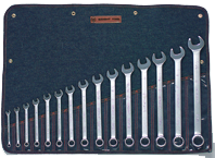 Wright Tool Fractional Combination Wrench Set -- 15 Pieces; 12PT Chrome Plated; Includes Sizes: 5/16; 3/8; 7/16; 1/2; 9/16; 5/8; 11/16; 3/4; 13/16; 7/8; 15/16; 1; 1-1/16; 1-1/8; 1-1/4"; Grip Feature - Strong Tooling