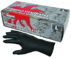 NitriSheild Stealth- 6 Mil Black Nitrile, PF Disposable Gloves - Size S - Strong Tooling