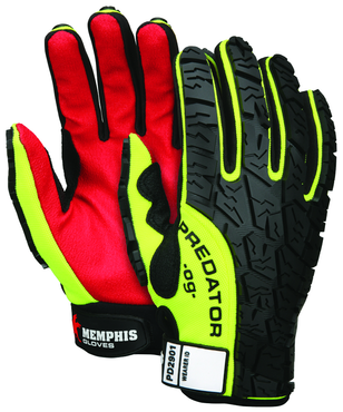 Predator Hi-Vis, Synthetic Palm, Tire Tread TPR Coating Gloves - Size Medium - Strong Tooling