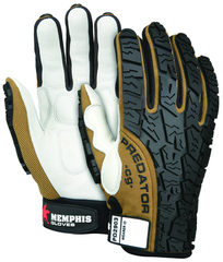 Predator Foam Padded Cow Grain Leather Palm, Tire Tread TPR Coating Gloves - Size Medium - Strong Tooling