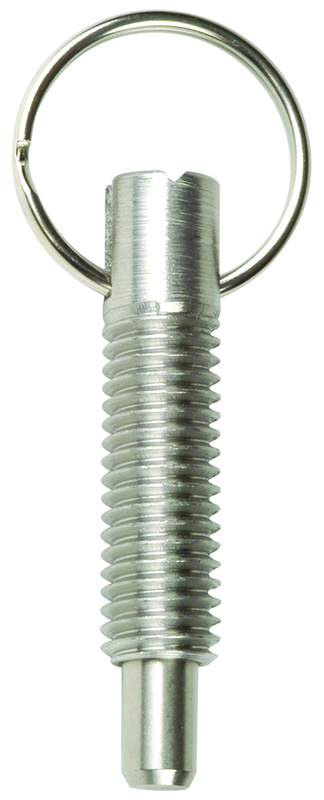 Hand Retractable Spring Plunger with Pull Ring - 1.25 lbs Initial End Force, 5 lbs Final End Force (5/8-11 Thread) - Strong Tooling